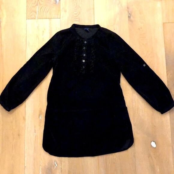 GapKids Black Corduroy Dress with Pocket Detail and Ruffles with Front Buttons - Picture 1 of 7